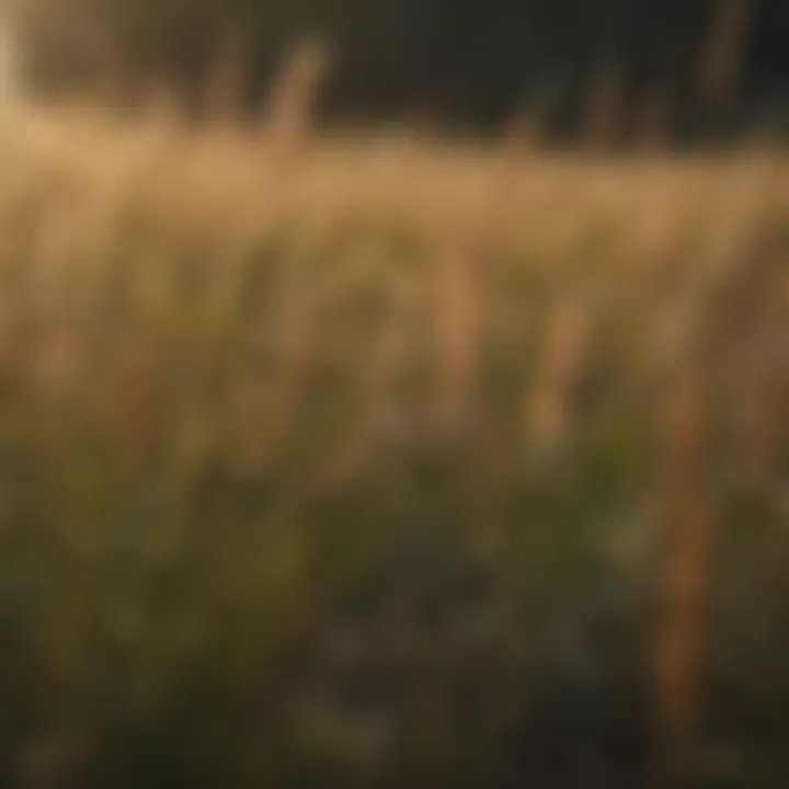 Vibrant warm-season grasses under the sun