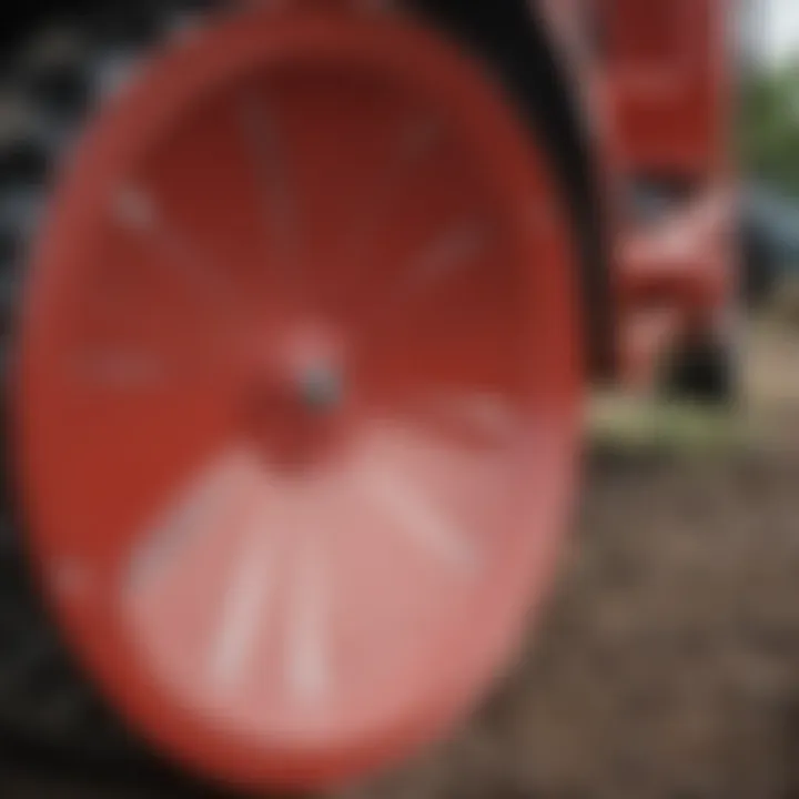 Close-up of a tractor disk blade showcasing its sharp edges and design