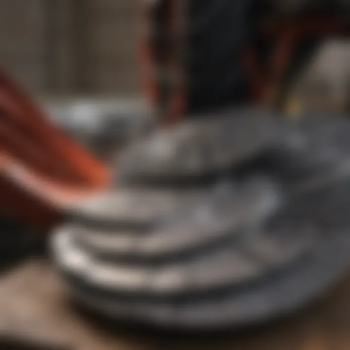 Different types of tractor disk blades displayed on a workbench