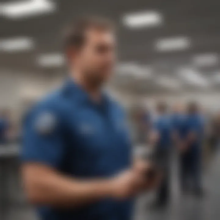Training session for TSA employees demonstrating safety protocols