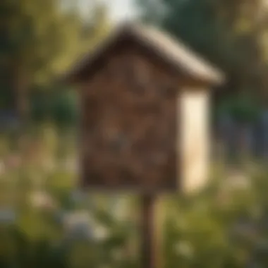 Mason bee house with well-structured tubes in a garden