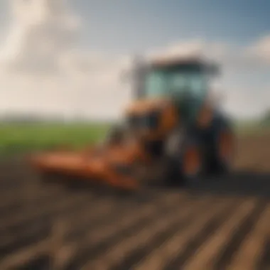 Single bottom plow working in a diverse agricultural field