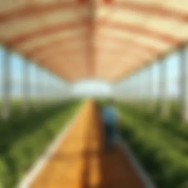 Advanced Technology in Farm Canopy Buildings A farm canopy building equipped with advanced technology for agricultural efficiency