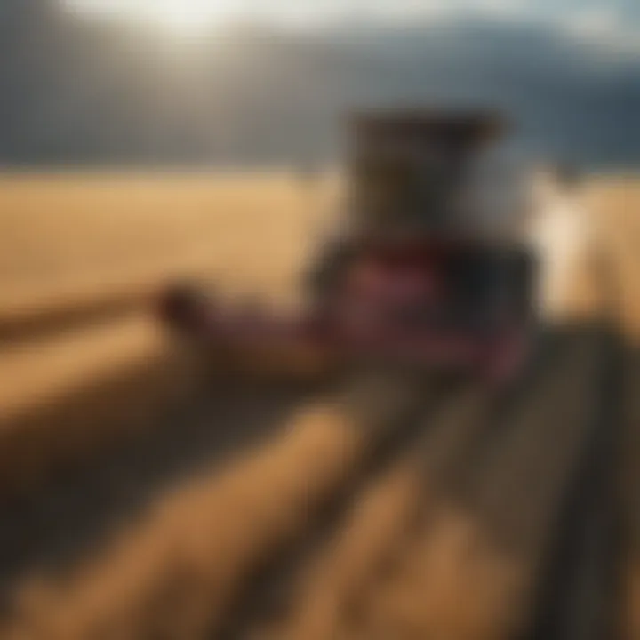 A farmer inspecting the maintenance of a grain header, ensuring optimal performance.