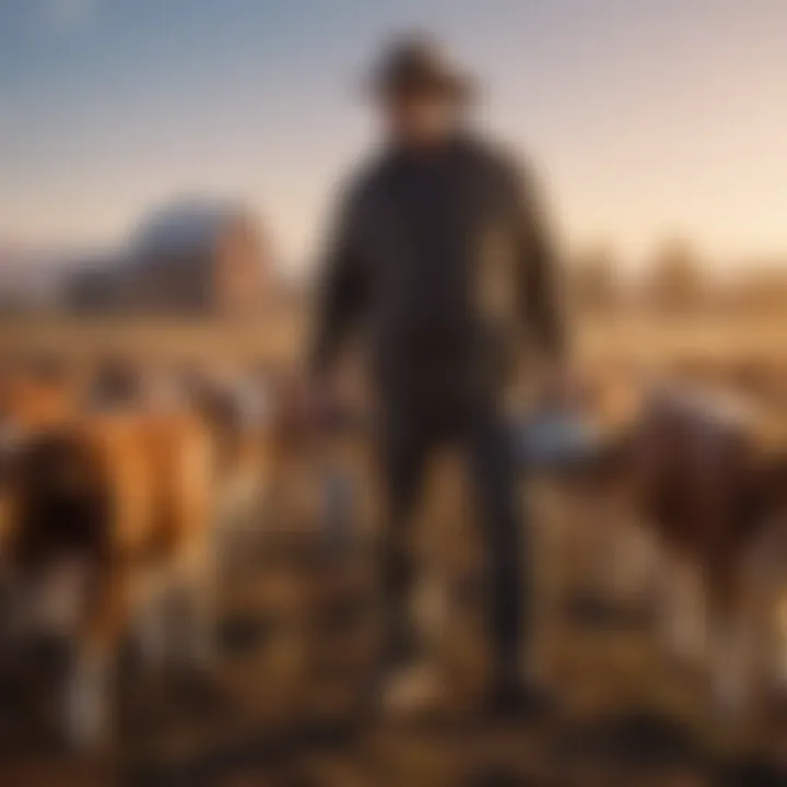 Farmers monitoring calves with a heater in use