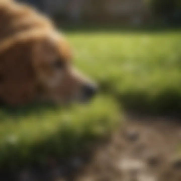 Close-up of grass showing damage from dog urine