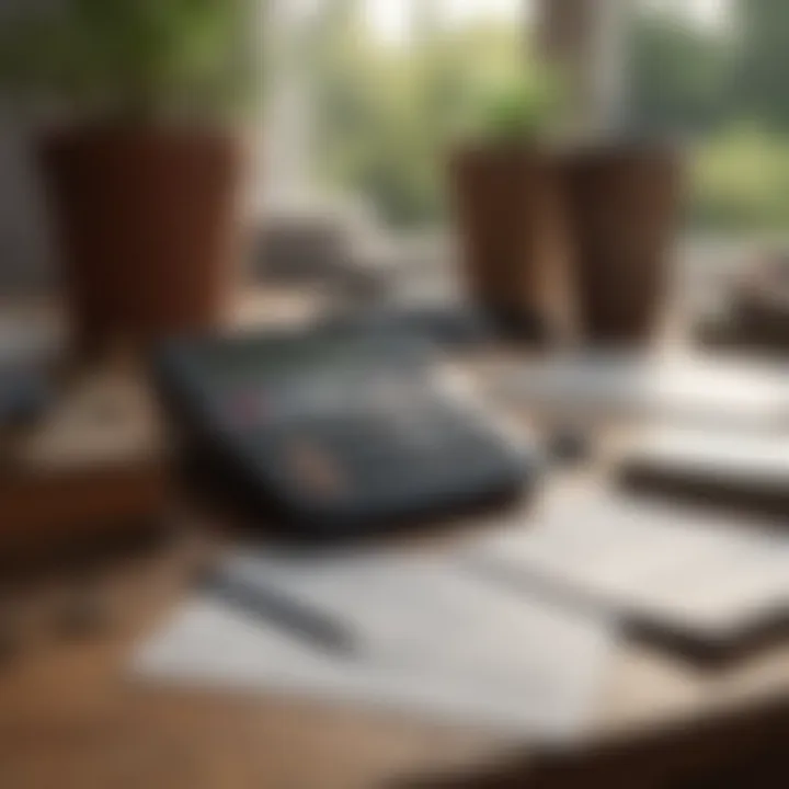 Calculator and financial documents on a desk