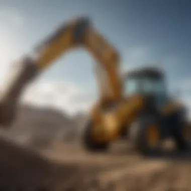 Front End Loader Tractor in Action A front end loader tractor at a construction site demonstrating its capabilities