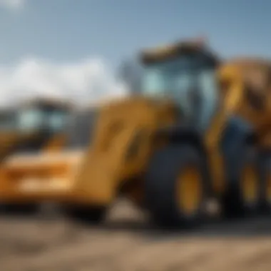 Variety of Front End Loader Tractors Different types of front end loader tractors lined up for rental comparison