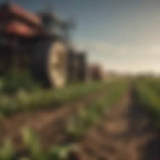 Close-up of glyphosate application on crops