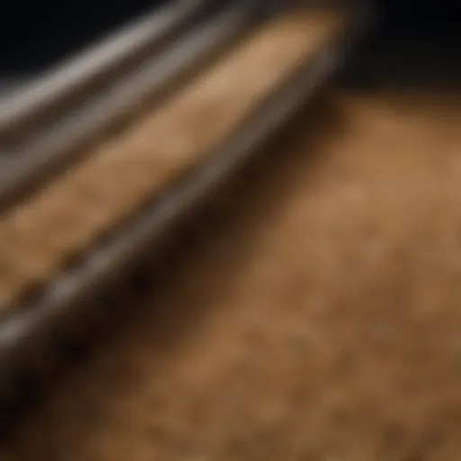 A close-up view of a grain header showcasing its intricate design and features.