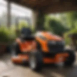 A variety of lawn mowers displayed in a garden center