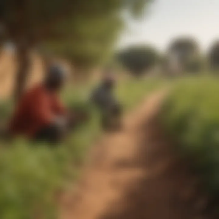 Community members engaging in sustainable land practices within the Great Green Wall region