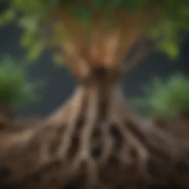 Healthy Plant Roots with Eco-Friendly Treatment Close-up of plant roots benefiting from eco-friendly treatments