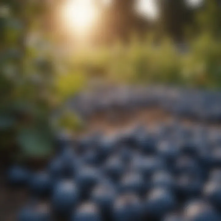 Close-up of ripe blueberries ready for harvest