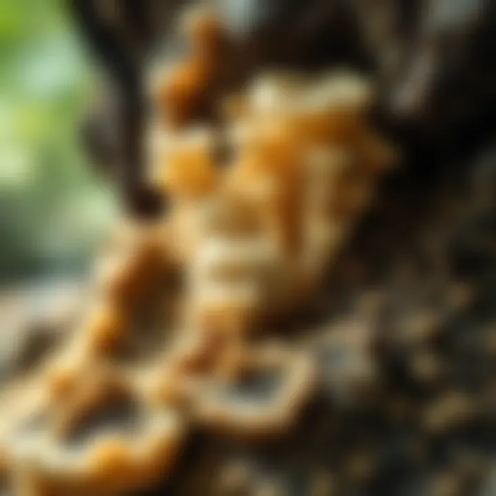 Mycelium Colonizing Substrate Close-up view of mycelium colonizing a substrate