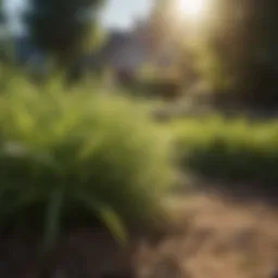 A lush lawn with varying grass types under sunlight