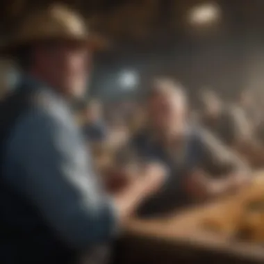 A farmer engaging in a live auction event