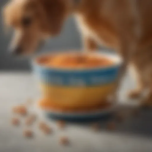 A bowl filled with high calorie liquid dog food enriched with nutrients