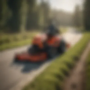 A highway mower in action, effectively trimming vegetation along the roadside