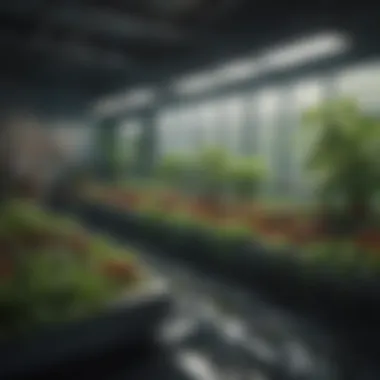 Vibrant Indoor Hydroponic Garden A vibrant indoor hydroponic garden showcasing various leafy greens