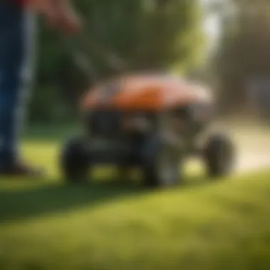 Spraying weed killer on a lawn with precision equipment