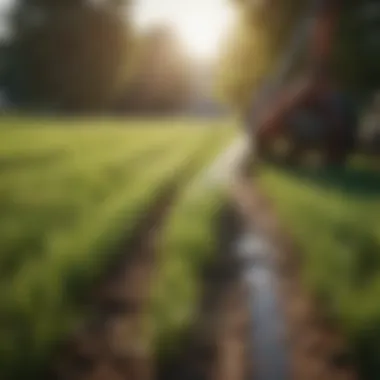 Irrigation system in a tall fescue field