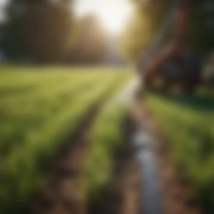 Irrigation system in a tall fescue field