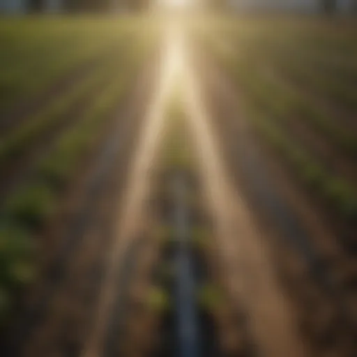An overview of a hydro irrigation system in a lush agricultural field