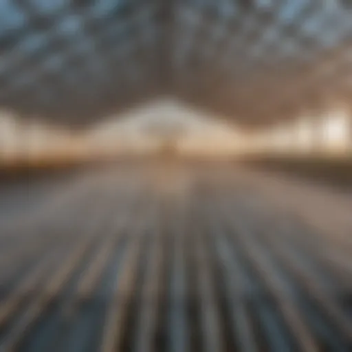 Detailed layout of hydronic floor heating panels in an agricultural greenhouse