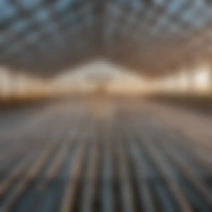 Detailed layout of hydronic floor heating panels in an agricultural greenhouse