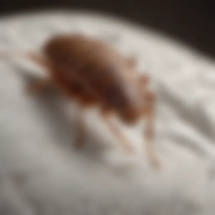 A close-up view of a bed bug on a mattress