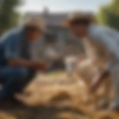 Farmers Assessing Goat Nutritional Needs Farmers examining goat nutrition