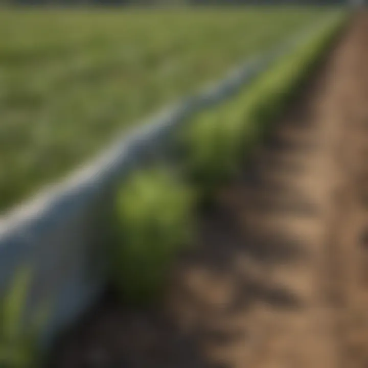 An agricultural field with weed barriers installed, showcasing effective land use.