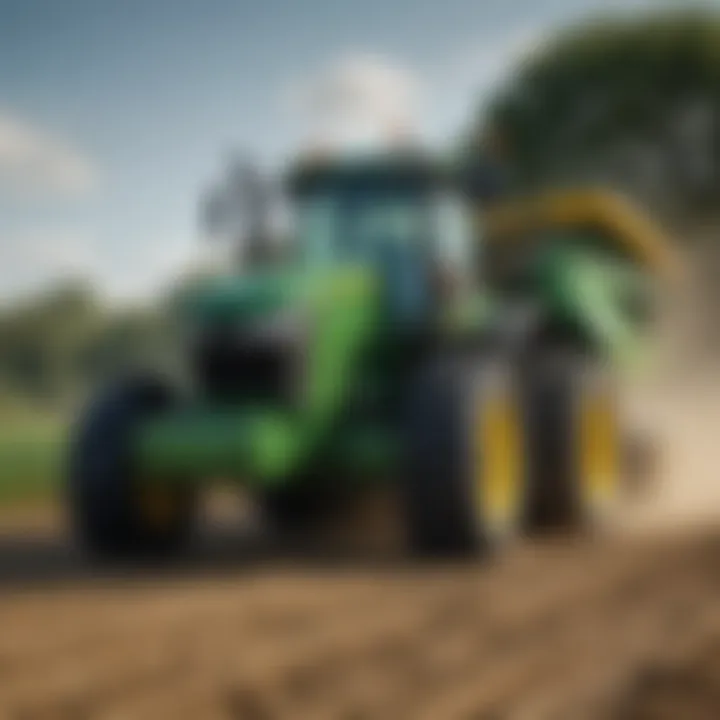 Close-up of advanced agricultural technology by John Deere