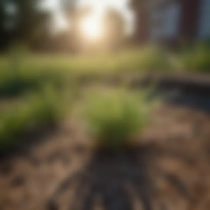 Healthy Kentucky bluegrass seedlings in a garden setting