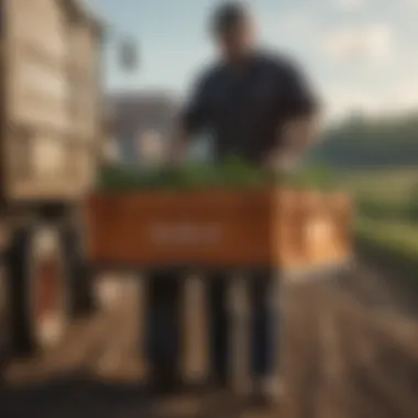 Farmer utilizing a large carry tool box for equipment management