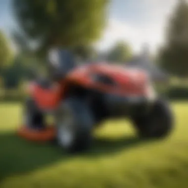 Highlighting the safety features of a phone mount on a lawn mower