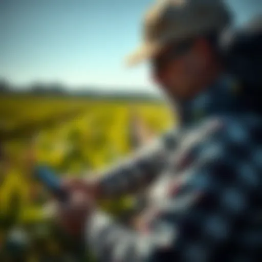 Assessment of Crops by a Licensed Pesticide Applicator Pesticide applicator assessing crops