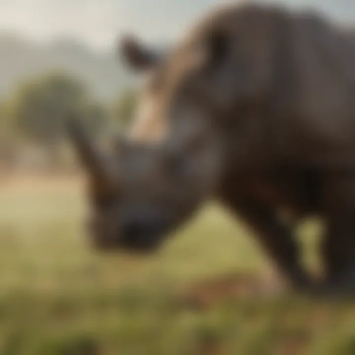 Demonstration of lifted rhino equipment in a field