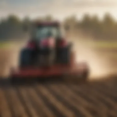 A tractor using a manure rake in a field, illustrating operational efficiency.