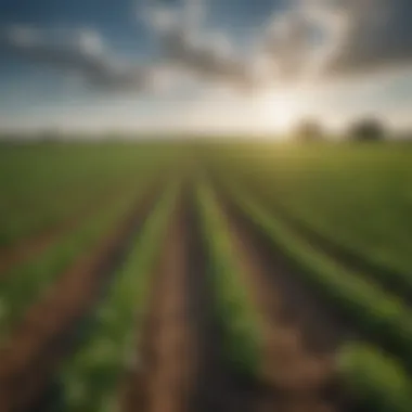 A lush green field under a clear blue sky, symbolizing optimal weather conditions for crops