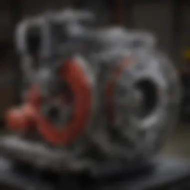 Close-up view of an MTD snowblower engine assembly