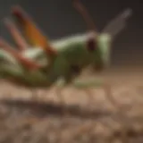 A detailed close-up of a grasshopper in its natural habitat