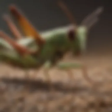 A detailed close-up of a grasshopper in its natural habitat