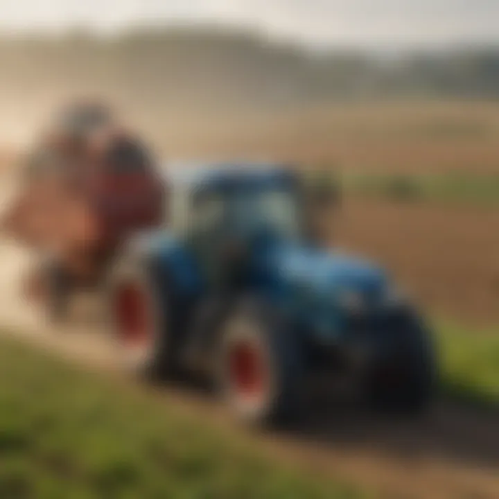 Tractor in a field exemplifying operational efficiency