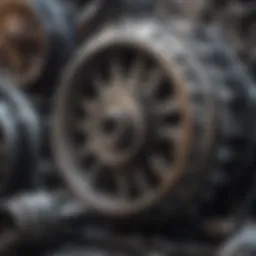 An intricate array of engine parts displayed prominently.