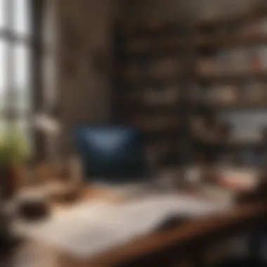 Agricultural Financial Planning A cozy office space with farming books and a laptop