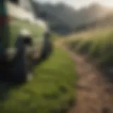 Lush green grass thriving in a rugged off-road landscape