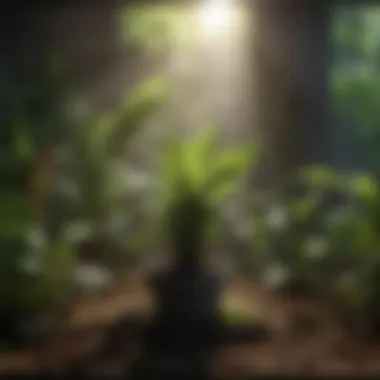 Thriving Plants in Ideal Humidity Conditions Lush plants thriving in optimal humidity